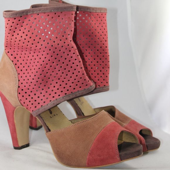 Fly Girl Portugal Red/Tan Heels Sz 39 - Picture 2 of 5